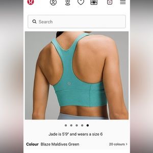 Lululemon Wundertrain Long Lined Bra